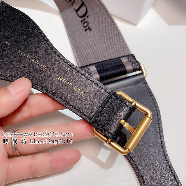 Dior女士腰帶 迪奧Christian Dior刺繡帆布皮帶  jjp1976